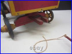 Antique 19th Century Double Horse Pull Toy withWheels & Circus Wagon