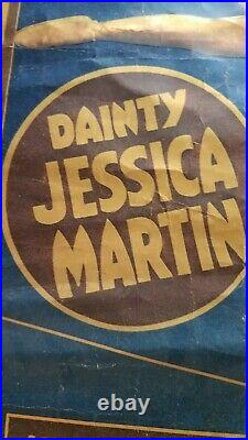 Antique 28x14 Sparks Circus Poster Dainty Jessica Martin Tight Rope Wire Walker