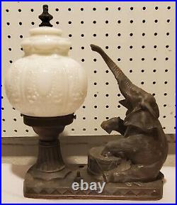 Antique 30's-40's Rare Circus Elephant Table Lamp Cast Metal #186