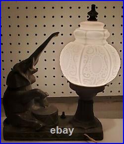 Antique 30's-40's Rare Circus Elephant Table Lamp Cast Metal #186
