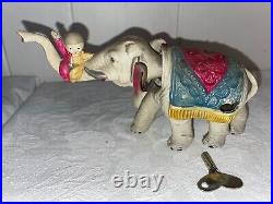 Antique'30s JAPAN Kuramochi Shoten (CK) CELLULOID Windup CIRCUS ELEPHANT Toy