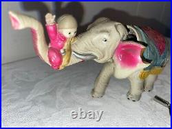 Antique'30s JAPAN Kuramochi Shoten (CK) CELLULOID Windup CIRCUS ELEPHANT Toy