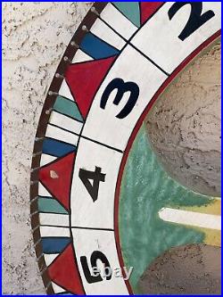 Antique 36 Folk Art Double Sided Wood Gamble Circus Carnival Game Wheel vintage
