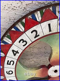 Antique 36 Folk Art Double Sided Wood Gamble Circus Carnival Game Wheel vintage