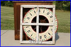 Antique American Folk Art Gambling Game Wheel Wood Crate Vintage Carnival Circus