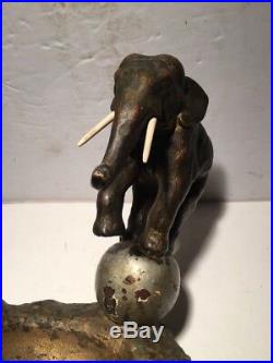 Antique Armor Bronze Circus Carnival Elephant Art Statue Sculpture Ashtray