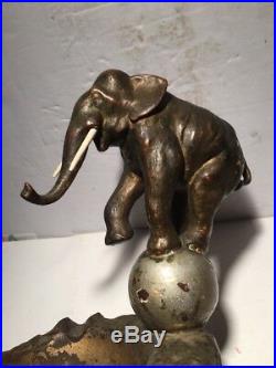 Antique Armor Bronze Circus Carnival Elephant Art Statue Sculpture Ashtray