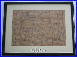 Antique Art Deco Drawing Circus Freaks 1920's Illustration Wpa Sideshow Ashcan