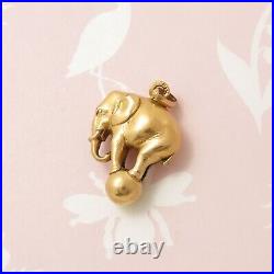 Antique Art Deco French Circus Elephant Yellow Gold Plated Charm Pendant