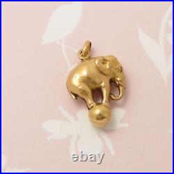 Antique Art Deco French Circus Elephant Yellow Gold Plated Charm Pendant
