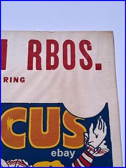 Antique Birnam Bros Poster Circus Clown Rare 42 Inches Large Performers Old