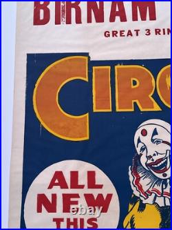 Antique Birnam Bros Poster Circus Clown Rare 42 Inches Large Performers Old