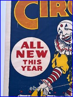 Antique Birnam Bros Poster Circus Clown Rare 42 Inches Large Performers Old