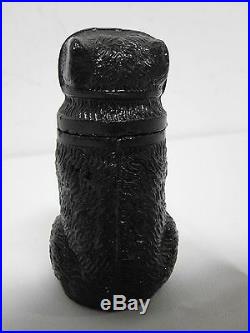Antique Boston Sandwich Glass Black Glass Circus Bear Hair Pomade Container