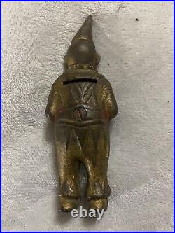 Antique C. 1908 A. C. Williams Cast Iron Clown Still Bank Circus Red Details