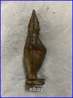 Antique C. 1908 A. C. Williams Cast Iron Clown Still Bank Circus Red Details