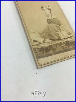 Antique CDV Ann E Leak, Armless Woman, Circus Sideshow, Autographed RARE 1868