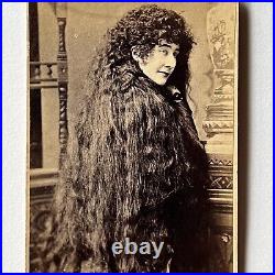 Antique CDV Photograph Beautiful Woman Long Hair Circus Odd Naomi Sutherland