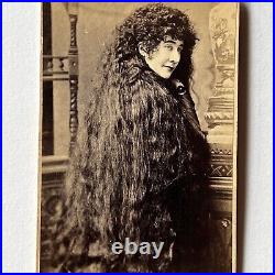 Antique CDV Photograph Beautiful Woman Long Hair Odd Circus Naomi Sutherland