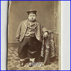 Antique CDV Photograph Circus Performer ID Willie Fisher Fat Boy Harrisville NH