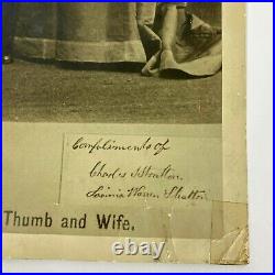 Antique CDV Photograph General Tom Thumb & Wife Dwarf PT Barnum Circus 13 x 9.75