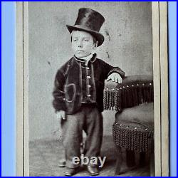 Antique CDV Photograph Little Person Young Man Top Hat Photo Stand York PA