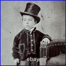 Antique CDV Photograph Little Person Young Man Top Hat Photo Stand York PA