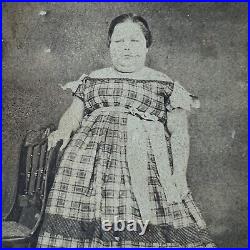 Antique CDV Photograph Plus Size Girl Woman Possible Circus Fat Lady Decatur IL