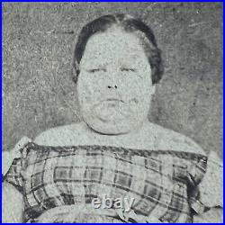 Antique CDV Photograph Plus Size Girl Woman Possible Circus Fat Lady Decatur IL
