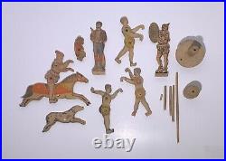Antique CIRCUS TOY W. S. REED Lithograph Wood AMERICAN 19th Century Partial Set