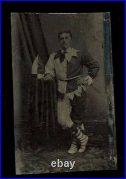 Antique CLOWN or Jester Tintype Photo Maybe Circus Performer Rare Fashion