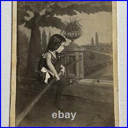 Antique Cabinet Card Photograph Girl Boy Circus Tight Rope Walker Fort Worth TX