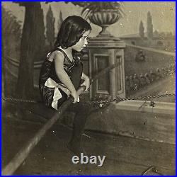 Antique Cabinet Card Photograph Girl Boy Circus Tight Rope Walker Fort Worth TX