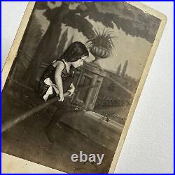 Antique Cabinet Card Photograph Girl Boy Circus Tight Rope Walker Fort Worth TX