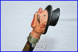 Antique Carnie Barker Cane Carved Wood Circus Freak Carnival Walking Stick Rare