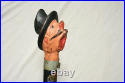 Antique Carnie Barker Cane Carved Wood Circus Freak Carnival Walking Stick Rare