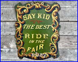 Antique Carnival Fair Trade Sign Beach's Circus Vintage Advertising Primitive