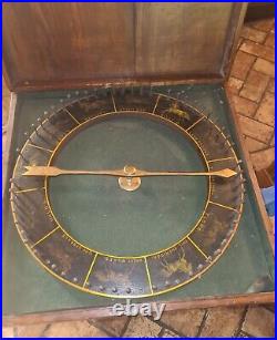 Antique Carnival Horse Racing Roulette Gaming Wheel c. 1900 Oak Wood Case 19