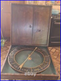 Antique Carnival Horse Racing Roulette Gaming Wheel c. 1900 Oak Wood Case 19