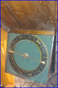 Antique Carnival Horse Racing Roulette Gaming Wheel c. 1900 Oak Wood Case 19