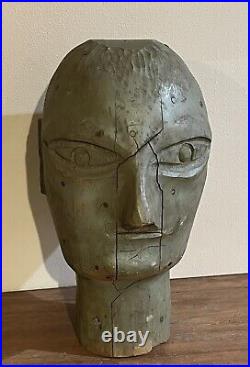 Antique Carved Wooden Mannequin Head shooting gallery Carnival Target Sideshow