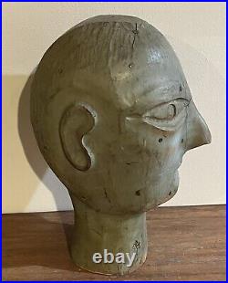 Antique Carved Wooden Mannequin Head shooting gallery Carnival Target Sideshow