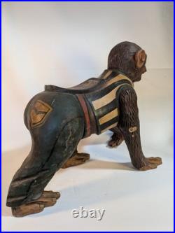 Antique Carved Wooden Monkey Carousel Carnival Folk Art Circus Maximalist Decor