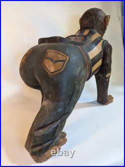 Antique Carved Wooden Monkey Carousel Carnival Folk Art Circus Maximalist Decor