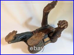 Antique Carved Wooden Monkey Carousel Carnival Folk Art Circus Maximalist Decor
