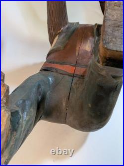 Antique Carved Wooden Monkey Carousel Carnival Folk Art Circus Maximalist Decor