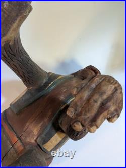 Antique Carved Wooden Monkey Carousel Carnival Folk Art Circus Maximalist Decor