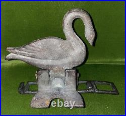 Antique Cast Brass Swan Shooting Gallery Target Carnival Figural withChain Section