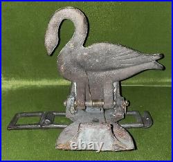 Antique Cast Brass Swan Shooting Gallery Target Carnival Figural withChain Section