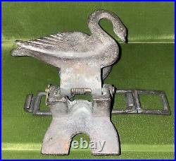 Antique Cast Brass Swan Shooting Gallery Target Carnival Figural withChain Section